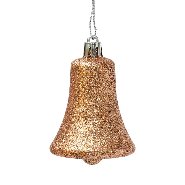 Juguete colgante para árbol de Navidad. Campana de oro. Colección Navidad e Invierno