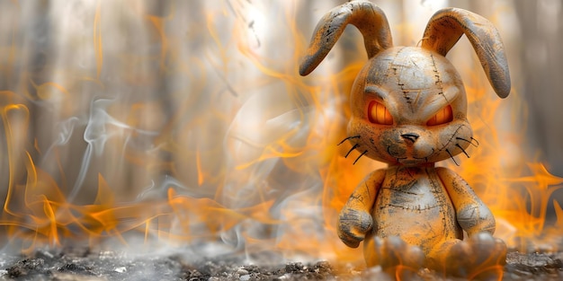 Un juguete de conejo adorable pero siniestro Concepto de jugueto de conejo espeluznante Animales de peluche siniestros Muñecas perturbadoras Espeluznantes Juguete de niños de 39 años Adorable pero amenazante