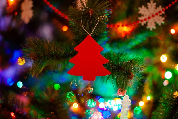 Foto juguete para la decoración de arbol de navidad, luces y bokke o.