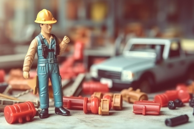 Juguete de figuras de trabajadores de la construcción