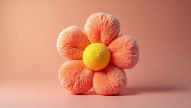 Juguete de flor suave con pétalos de coral y centro amarillo Regalo para niños acurrucados o decoración de guardería