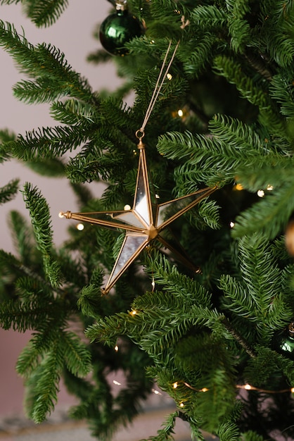 Juguete hermoso árbol de navidad estrella de cristal