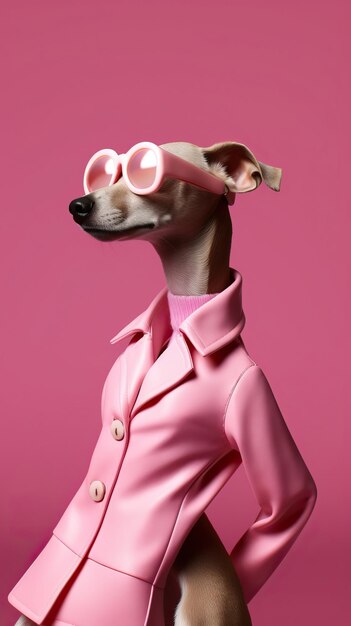 Foto juguete de muñeca barbie de plástico de color rosa de greyhound italiano oscuro de fondo blanco hd foto blanco aislado