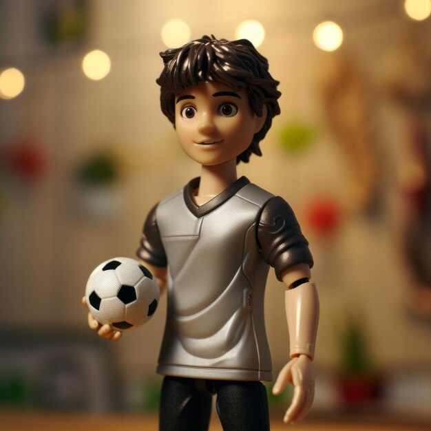 Juguete realista Matthew Doll uniforme de fútbol de plata conjunto cinematográfico brillante