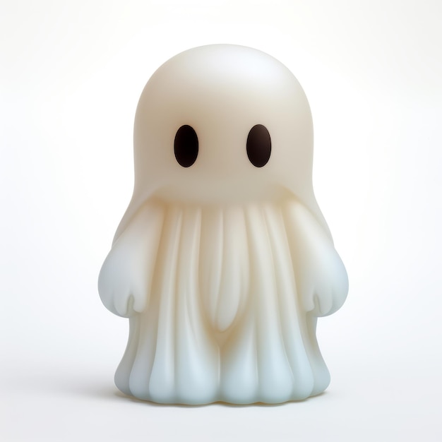 Foto juguete de vinilo de fantasma blanco luminoso en superficie blanca