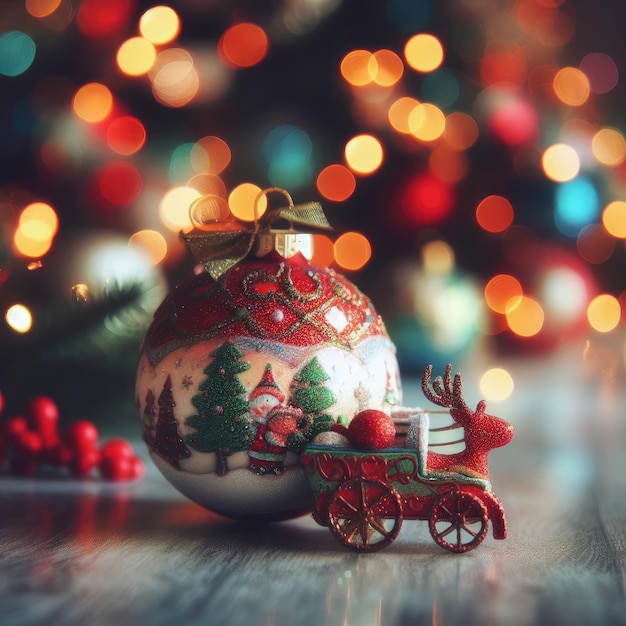 juguetes de árbol de Navidad y velas fondo de decoración de Navidad