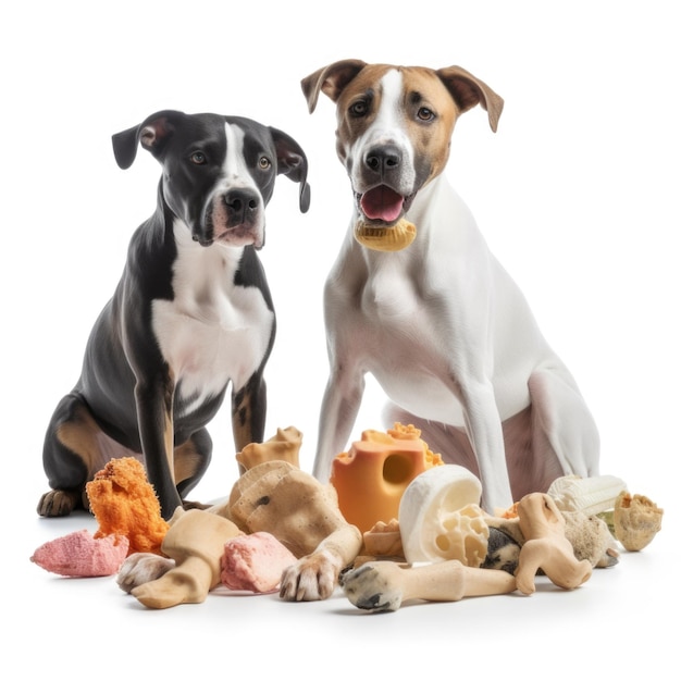 Foto juguetes para perros huesos masticables aislados ia generativa