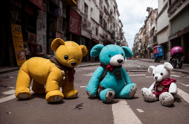 Los juguetes viejos y maltratados se encuentran en la calle el vertedero de los juguetes abandonados generativo ai
