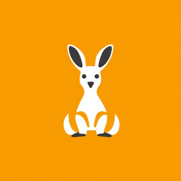 Foto el juguetón minimalismo icono de canguro en fondo naranja