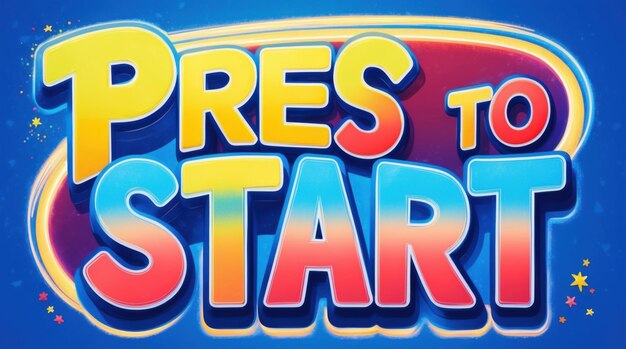 juguetón Presiona para iniciar el logotipo de una aplicación de juegos con un botón de inicio animado