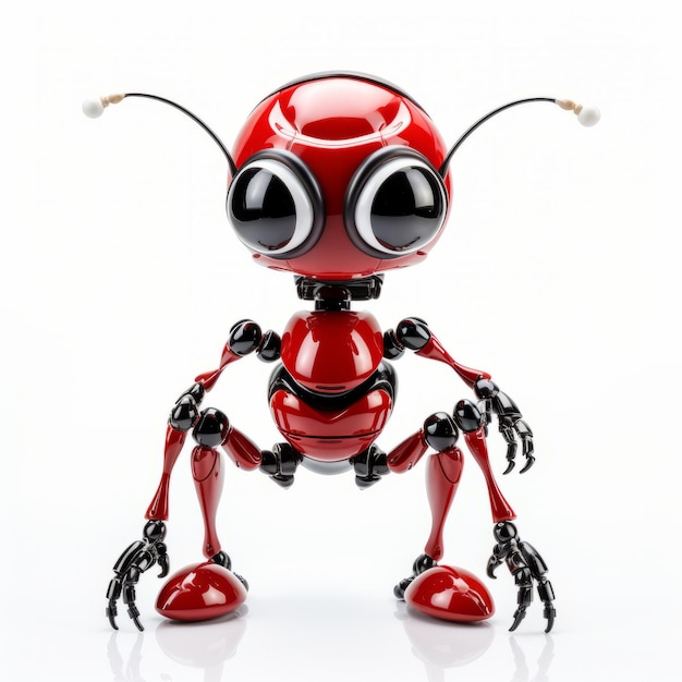 Foto el juguetón robot rojo una representación conceptual en 3d de un pequeño dibujo animado inspirado en hormigas