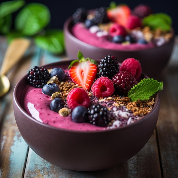 Juicy Berry Bowl Um lanche refrescante de verão gerado