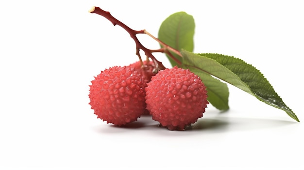 Juicy Lychee con corte por la mitad aislado sobre fondo blanco Ai generativo