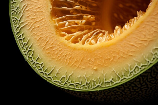 Foto juicy melon mitad de primer plano generar ai