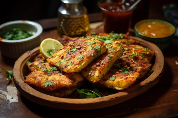 Juicy Potato Paneer Bread Pakora O popular fast food Pão imagem imagem