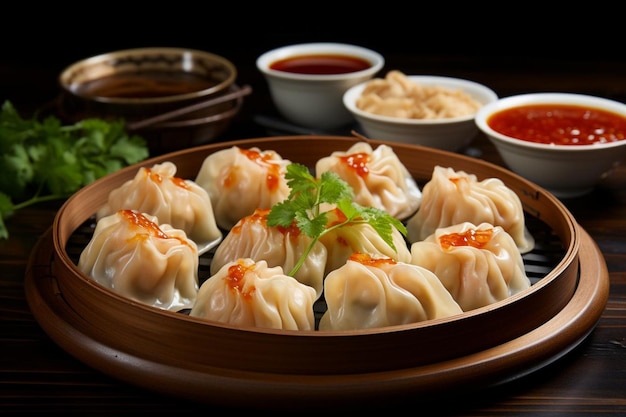 Juicy Shrimp Dumplings Momos Momos Dumplings fotografía de imágenes