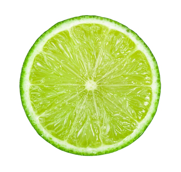 Foto juicy slice of lime isolated on white background