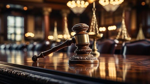 juiz de madeira vel em uma mesa em escritório de advocacia justiça conceito de lei de lei