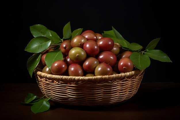 Jujubes frescas en una canasta Frutas de jujube