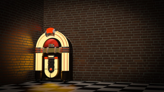 Jukebox Radio antiguo vintage, render 3d