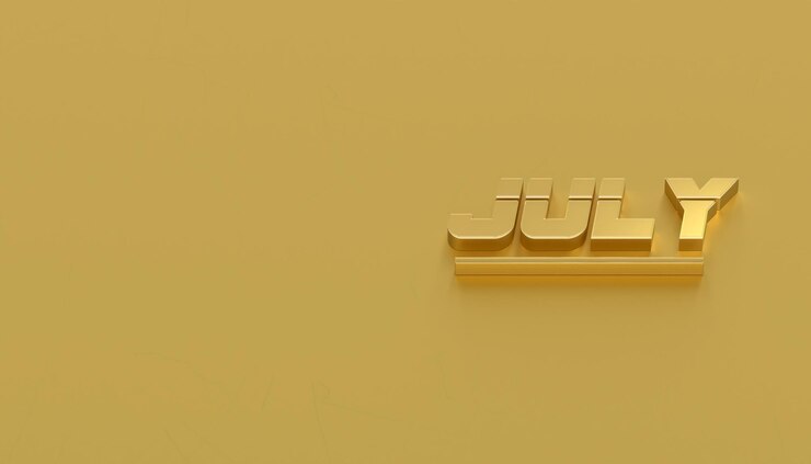 Foto julio. nombre del mes para poster 3d render