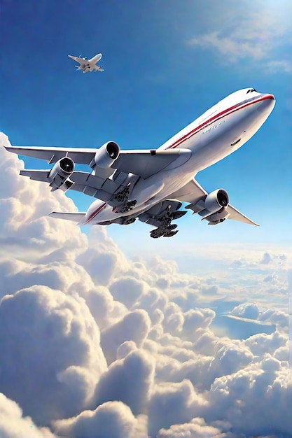 Jumbo jet voando no céu gerado pela IA