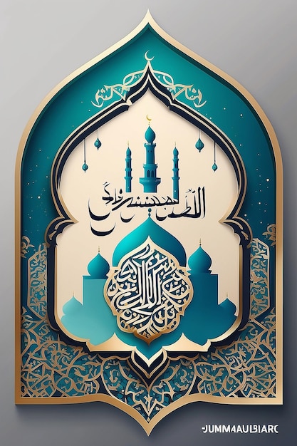 Jumma Mubarak viernes bendito caligrafía árabe publicación en las redes sociales