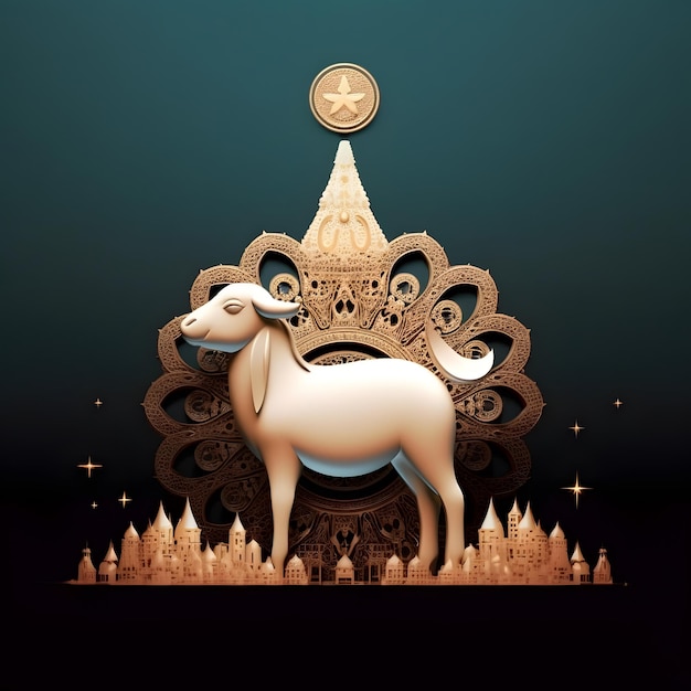 Jumma Ramadan islamisches Muster Mandala mit Kuh Eid al Adha Konzept KI generiert