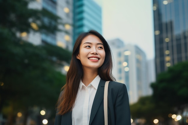 Junge asiatische Frau lächelt