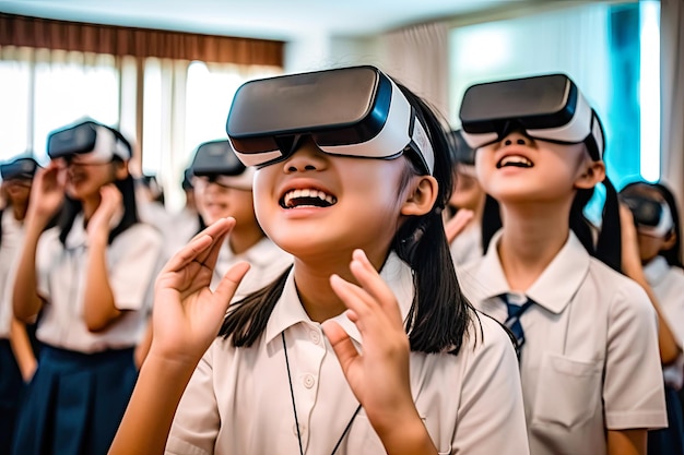 Junge asiatische Mädchen nutzen Technologie als Mittel, um Ed-Tech-Konzepte zu erlernen