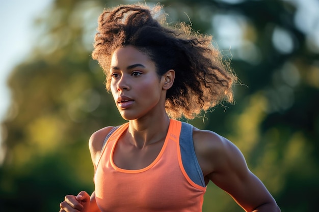 Junge, attraktive, sportliche Fitnessfrau läuft, während sie im Freien trainiert