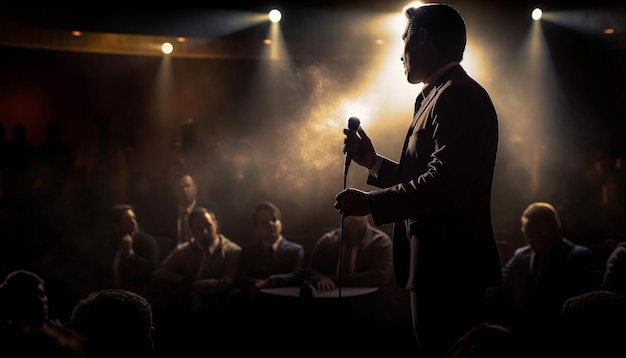 Junge Erwachsene singen Rockmusik in einem von KI generierten Nachtclub