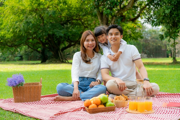 Junge Familie bei einem Picknick im Park