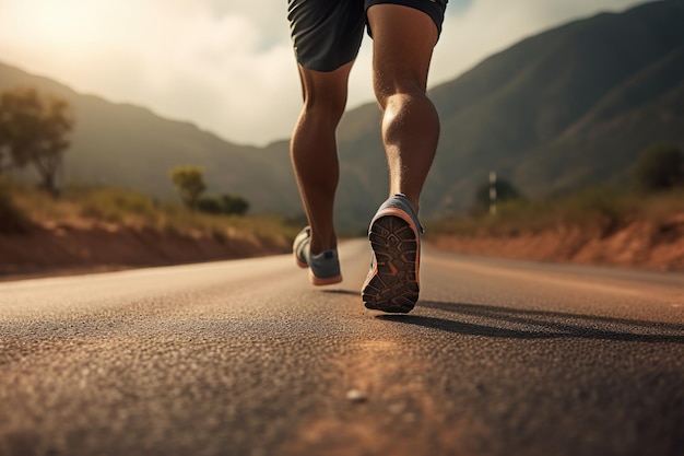 Foto junge fitnessläufer, athlet, der auf der straße läuft