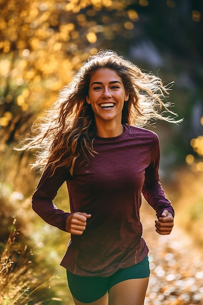 Junge Frau beim Trailrunning im Freien