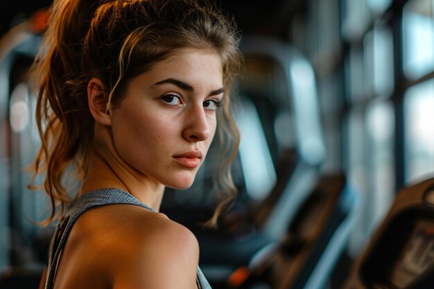 Foto junge frau, die im fitnessstudio trainiert