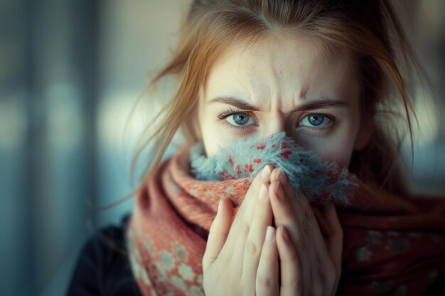 Foto junge frau mit einem warmen schal