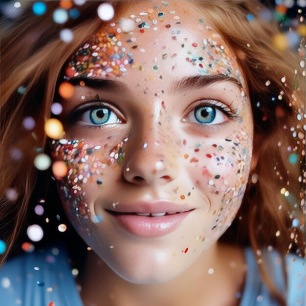 Foto junge frau mit make-up und glitter junge frau mit makiach und glitter