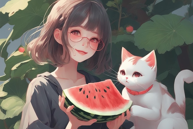 junge Frau mit Sonnenbrille und Wassermelone. junge Frau mit Sonnenbrille und Wassermelone. junge Frau mit a