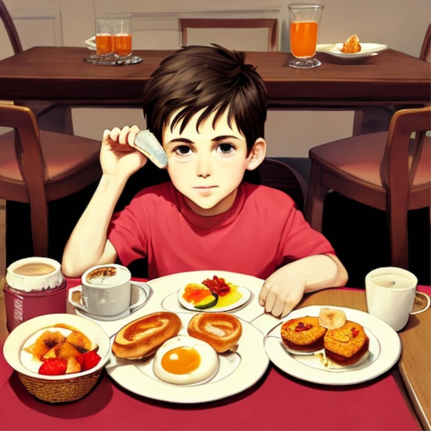 Junge frühstücken