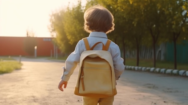 Junge geht zur Schule Illustration AI GenerativexA