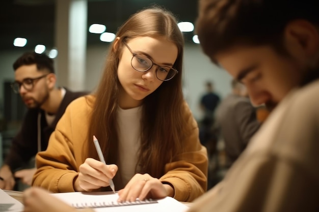 Junge Gelegenheitsstudenten, die dem Trainer im Kurs zuhören