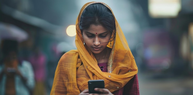 junge indische Dame mit Smartphone