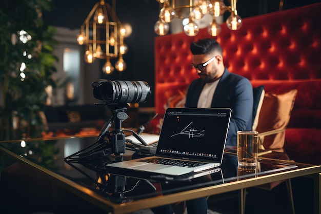 Junge Influencerin, die ein Video für soziale Medien aufnimmt