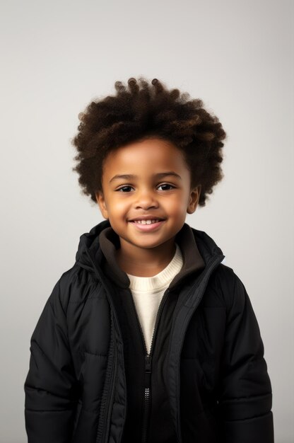 Foto junge junge ein afroamerikanisches kind in einer jacke lächelt