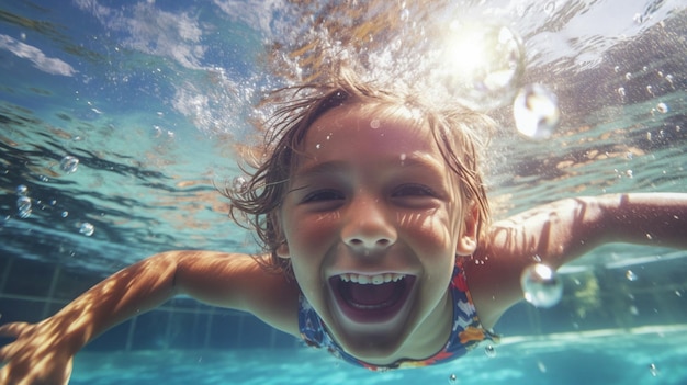 Junge Junge lächelt unter Wasser