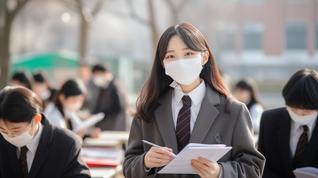 Junge koreanische Studentin studiert