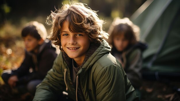 Foto junge leute campen in der natur