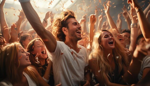 Foto junge leute jubeln mit champagner in einem hellen, weißen raum