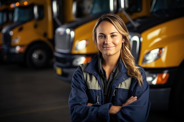 Junge LKW- und Busfahrerin